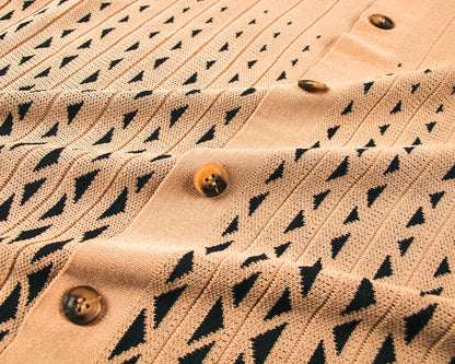 Cafe Criss-Cross Pattern Walking Suit Short Sleeve Set