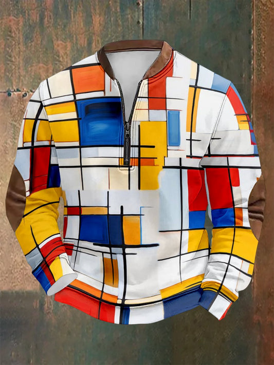 Men's Vintage Geometric Style Print Sweatshirt