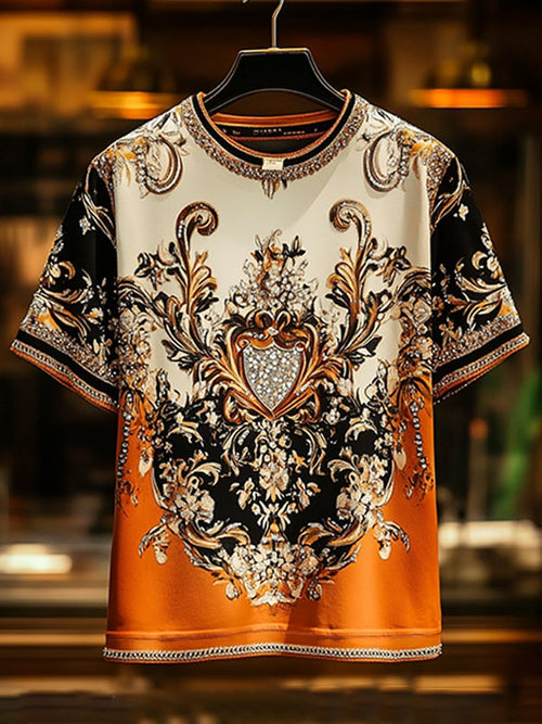 Men's Business Luxury Printed  Cotton Short Sleeve T-Shirt