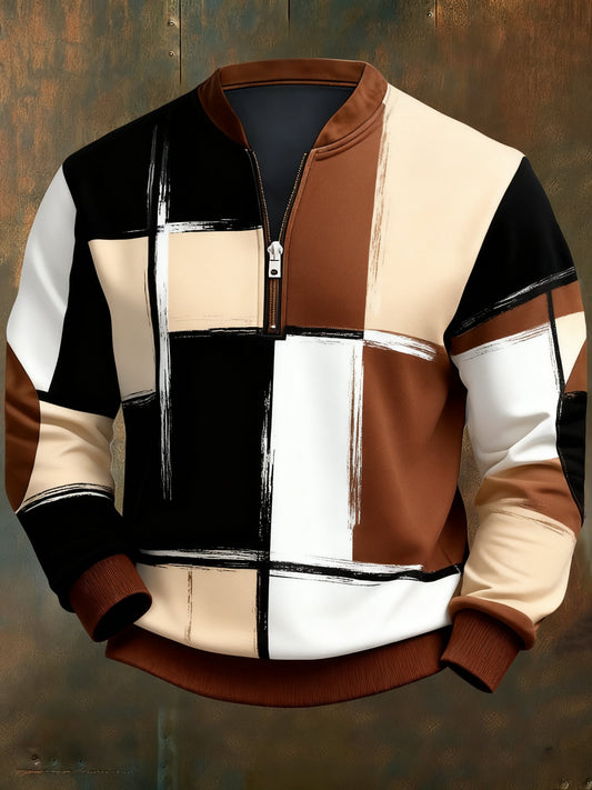 Men's Casual Geometric Color Block Print Sweatshirt