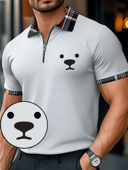 Men's Retro Expression Design Printed Casual Comfortable And Breathable Polo Shirt