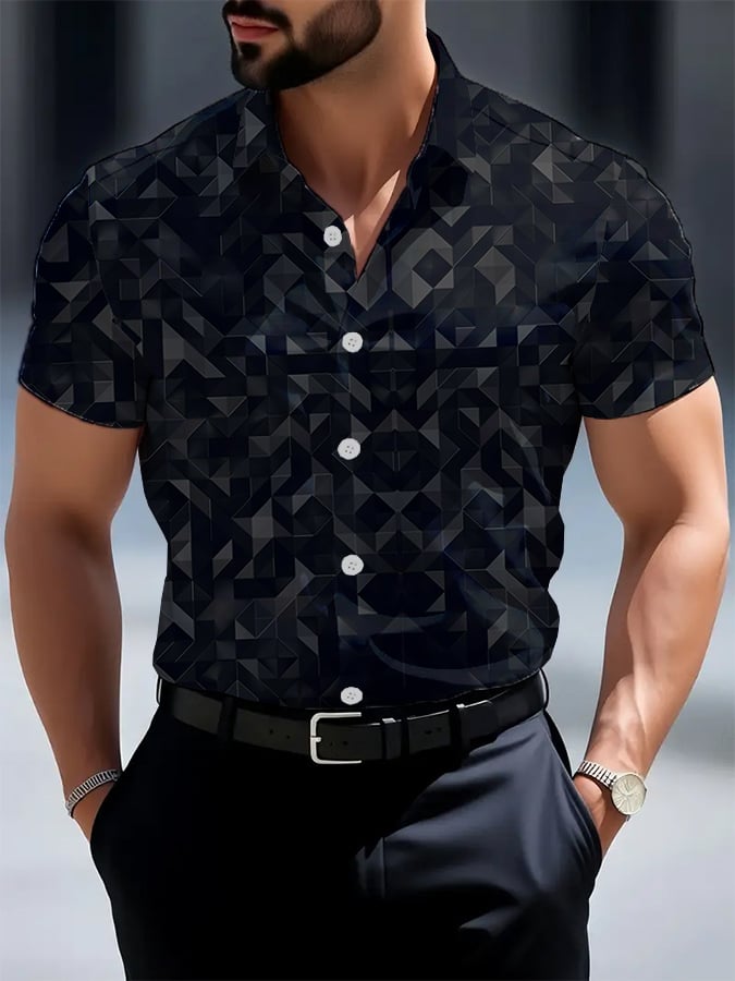 Men's Casual Business Geometric Shirt
