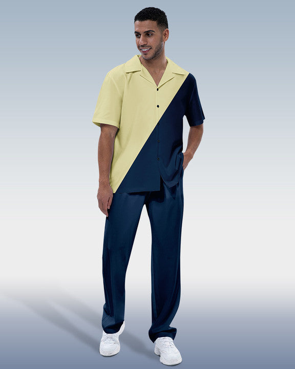 Rianmond Men's Color Print Short Sleeve Walking Suit 235