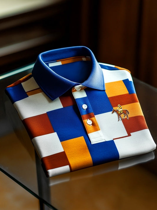 Men's Business Casual Artistic Button Short Sleeve Polo Shirt