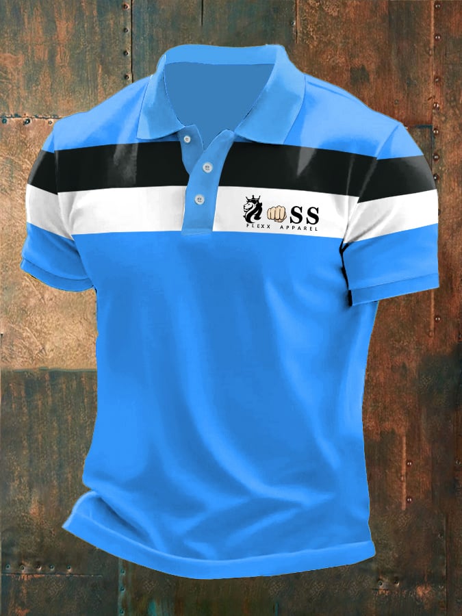 Men's casual polo shirt with contrast print