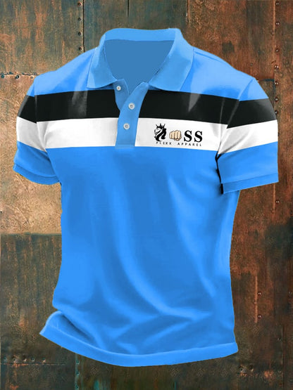 Men's casual polo shirt with contrast print