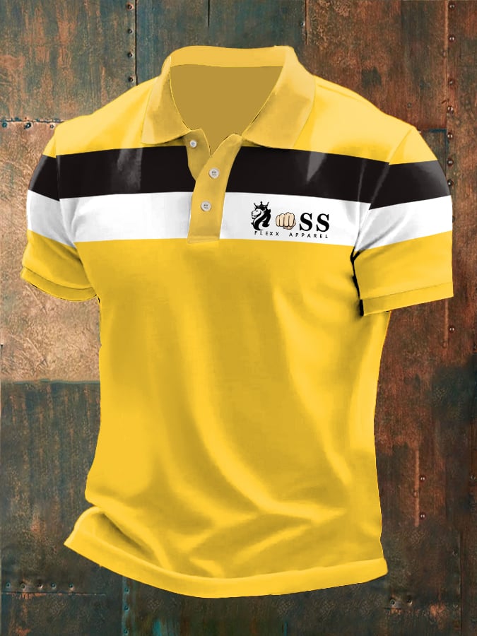 Men's casual polo shirt with contrast print