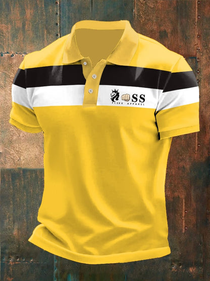 Men's casual polo shirt with contrast print