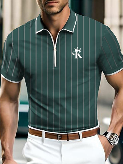 Fashion Contrast Color Zipper Polo