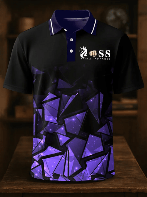 Men's Retro Letter Design Business Contrast Lapel Short-Sleeved Polo Shirt