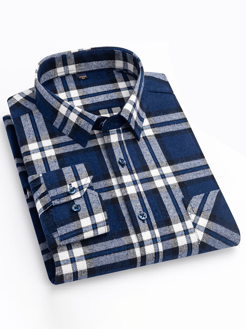 Men'S Retro Plaid Cotton Shirt