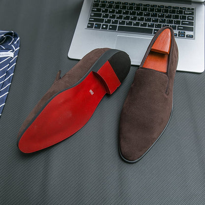 Suede Low-heeled Solid Color Comfortable Casual Retro Men Loafers Shoes