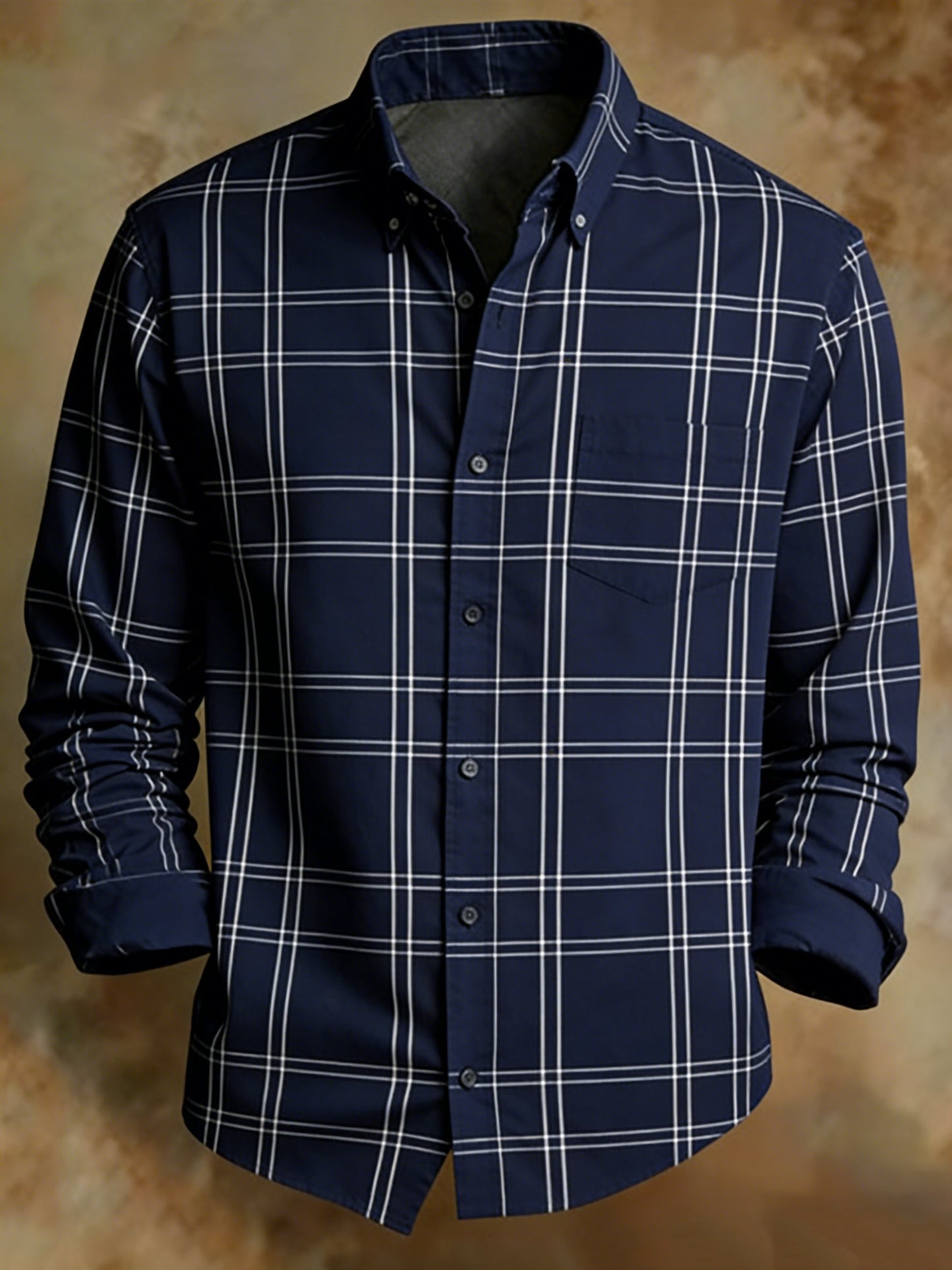 Men's Retro Geometric Plaid Classic Print Shirt