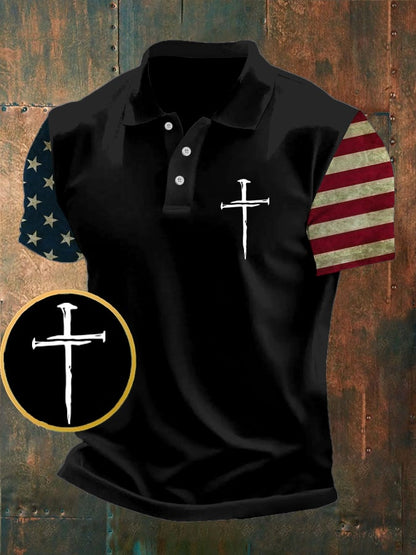 Men's Faith Print Short Sleeve Polo Shirt