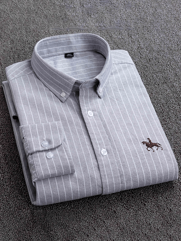 Men's Cotton Oxford Long Sleeve Business Shirt