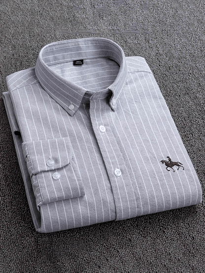 Men's Cotton Oxford Long Sleeve Business Shirt