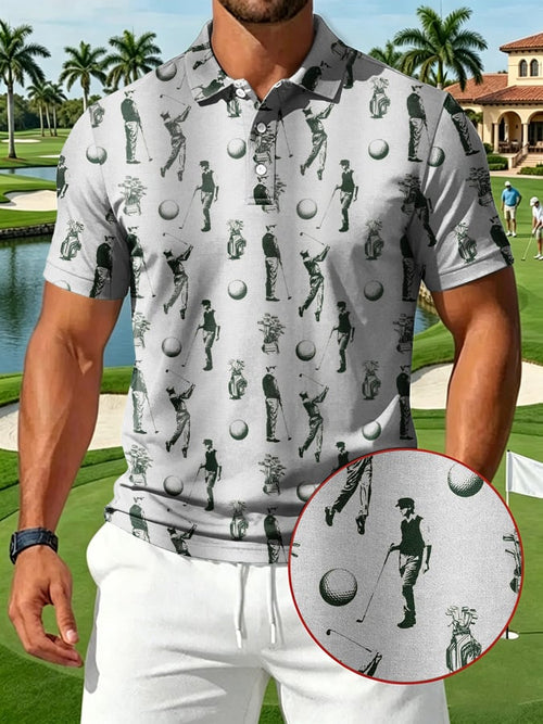 Vintage Golf  Men's Printed Casual Polo Shirt
