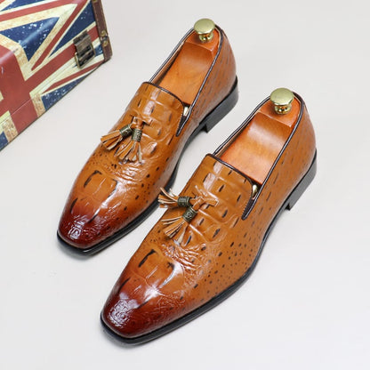 Slip On Extra Large Size Tassel Foot Set Lok Fu British Men'S Crocodile Pattern Business Casual Doudou Shoes