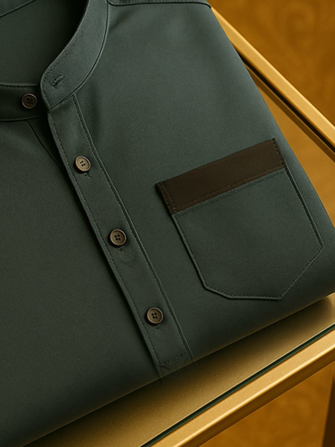Men's Color Matching High-End Light Luxury Business Casual Short-Sleeved Shirt