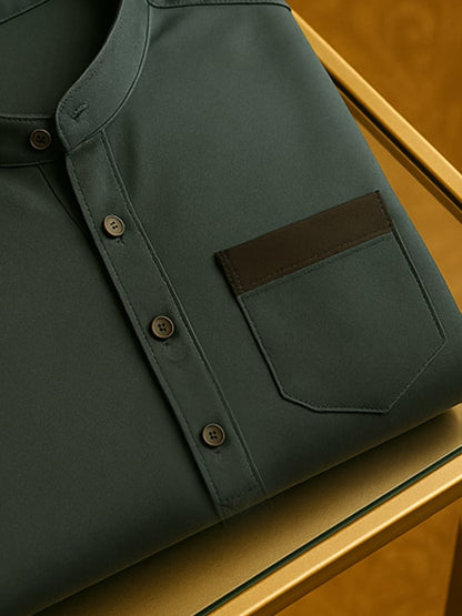 Men's Color Matching High-End Light Luxury Business Casual Short-Sleeved Shirt
