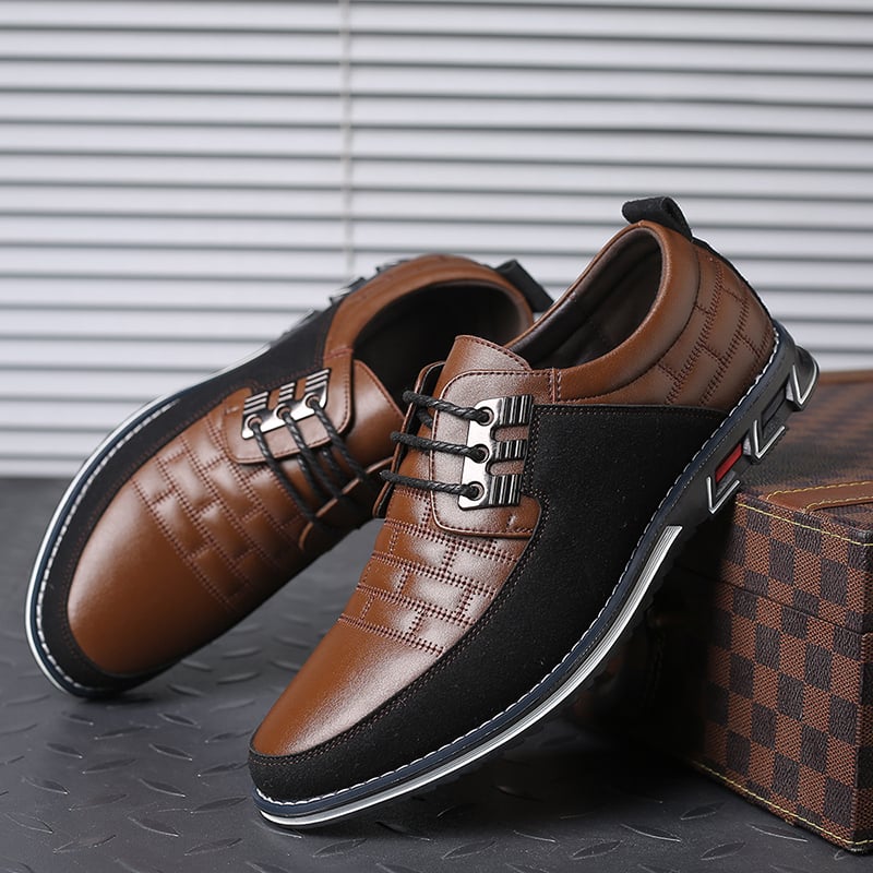 Men'S Patchwork Fashionable Casual Leather Shoes
