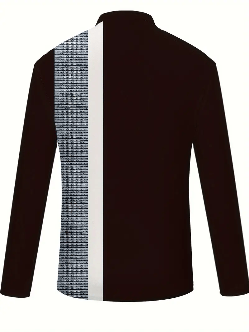 Men's Business Casual Striped Button-Down Polo