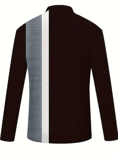 Men's Business Casual Striped Button-Down Polo