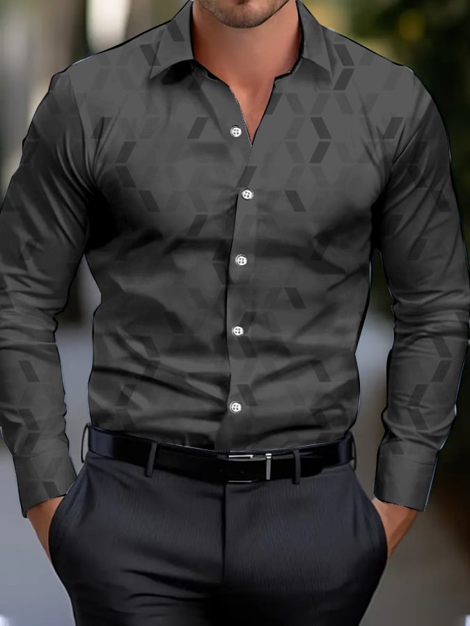 Men's Business Style Geometric Print Shirt