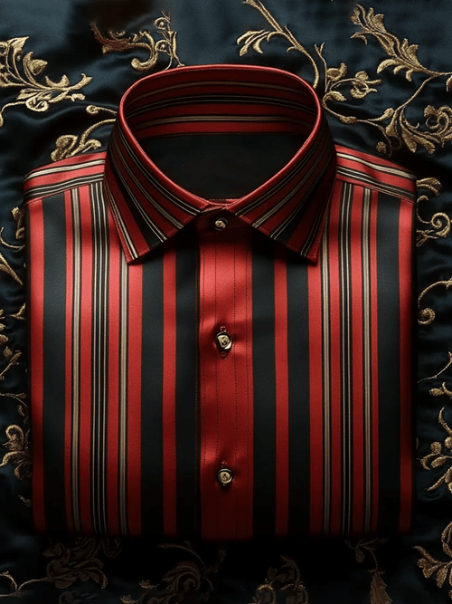Men's Elegant Romantic Striped Long Sleeve Shirt