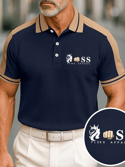 Men's Fashion Business Letter Printed Casual Polo Shirt