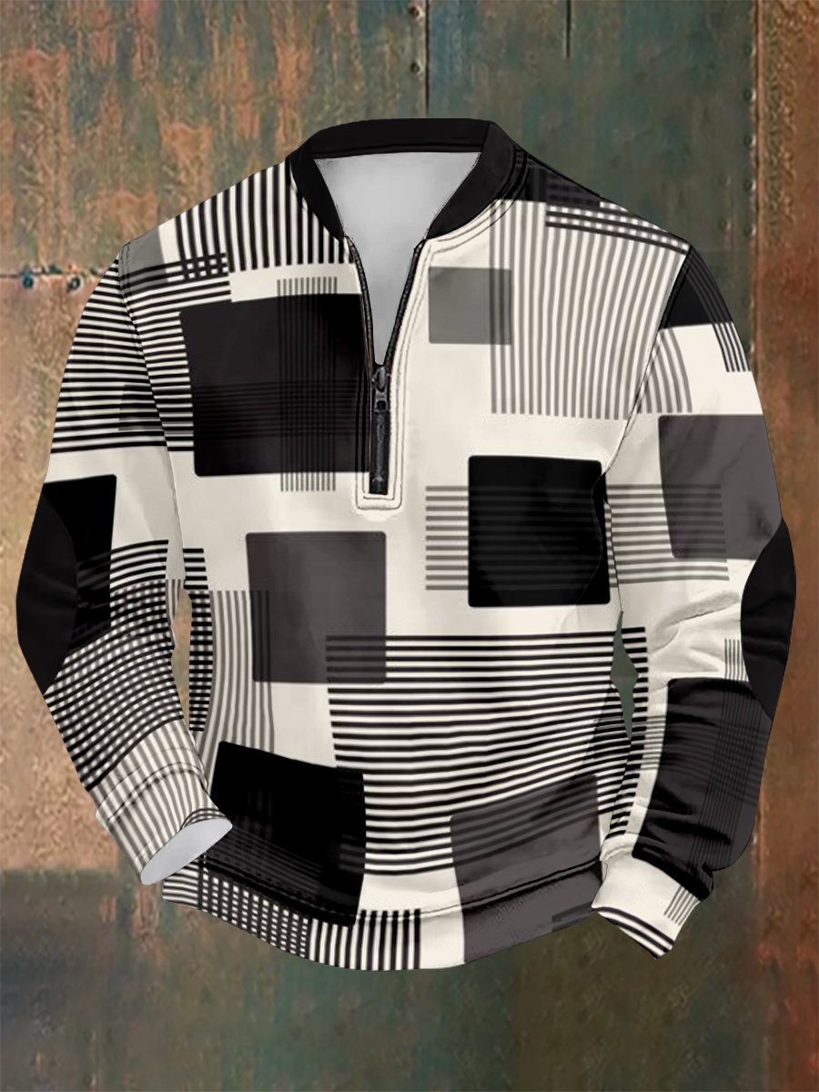 Men's Vintage Geometric Style Print Sweatshirt