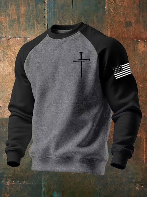 Men's Faith Print Crew Neck Sweatshirt-Fast Shipping