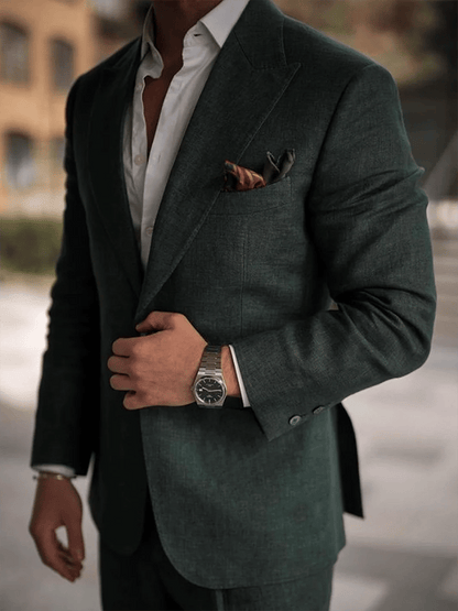 Men's Retro Single Breasted Pocket Design Casual Suit