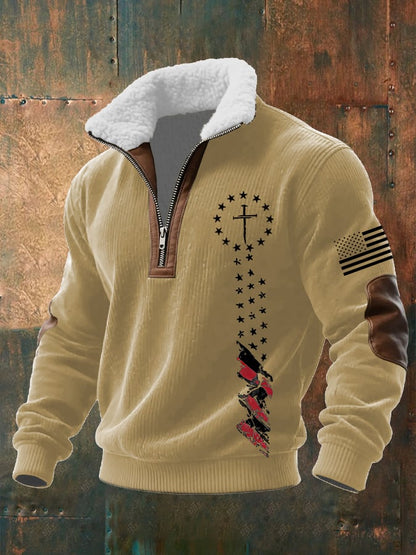 Men's Casual Faith Retro Textured Sweatshirt