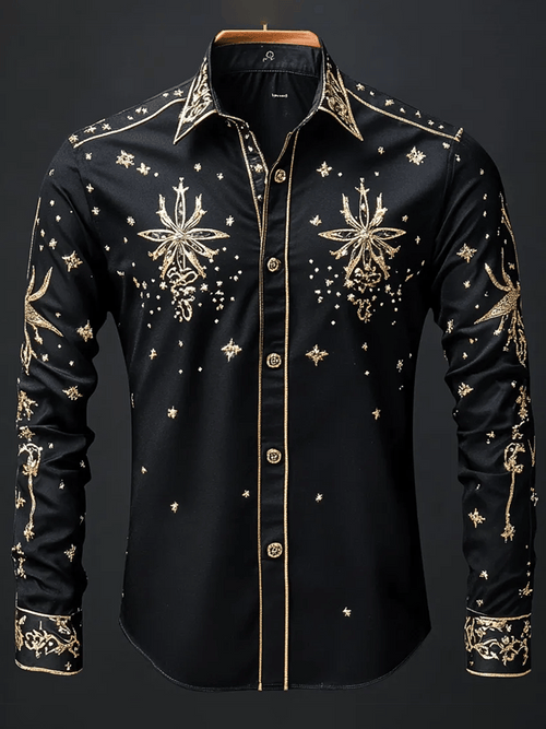 Men's Contrast Color Print Long Sleeve Shirt