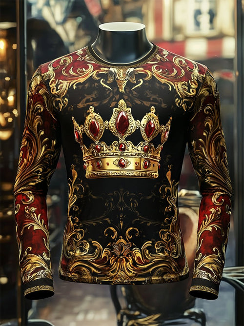 Men's Luxe Crown Print Long Sleeve T-Shirt