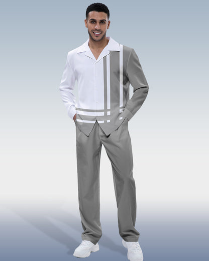 Suitmens Light grey Art Long Sleeve Walking Suit