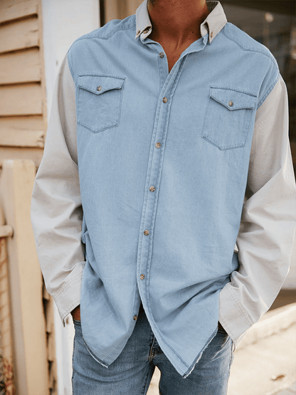 Men's Retro Western Ethnic Style Solid Color Shirt