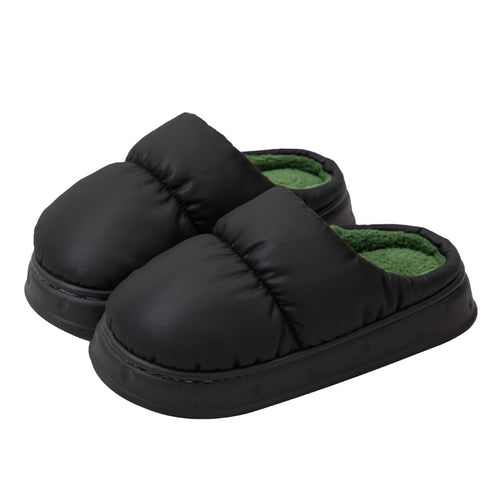 Indoor Home Warm, Non-Slip, Fleece-Lined, Thickened, Soft-Bottomed, Waterproof Cotton Slippers