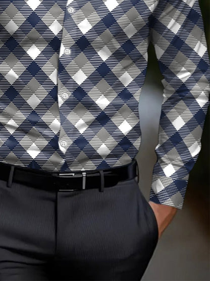 Men's Business Style Geometric Print Shirt