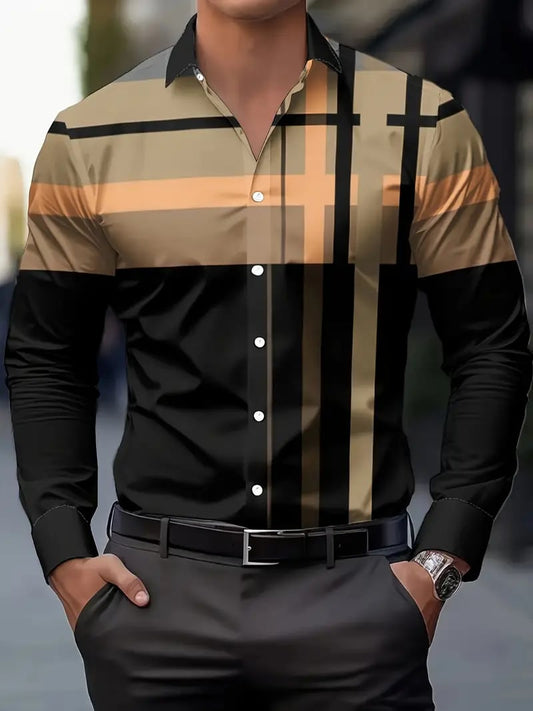 Men's Street Style Business Casual Printed Long Sleeve Shirt