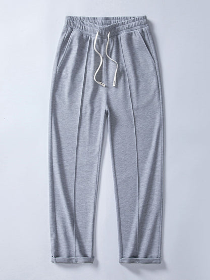 2 In 1 Waffle Notched Collar Sweatshirt & Waffle Pleated Pintuck Straight Leg Pants