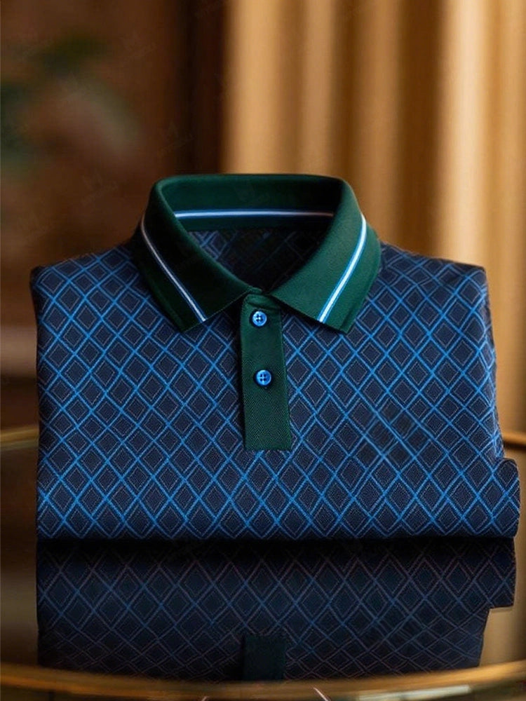 Men's Classic Business Button Short Sleeve Polo Shirt