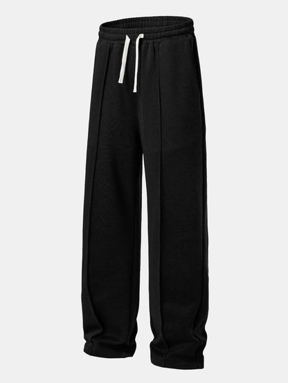 Relax Fit Ghost Drinking Coffee Print Contrast Polo Sweatshirt & Straight Leg Pleated Pintuck Sweatpants