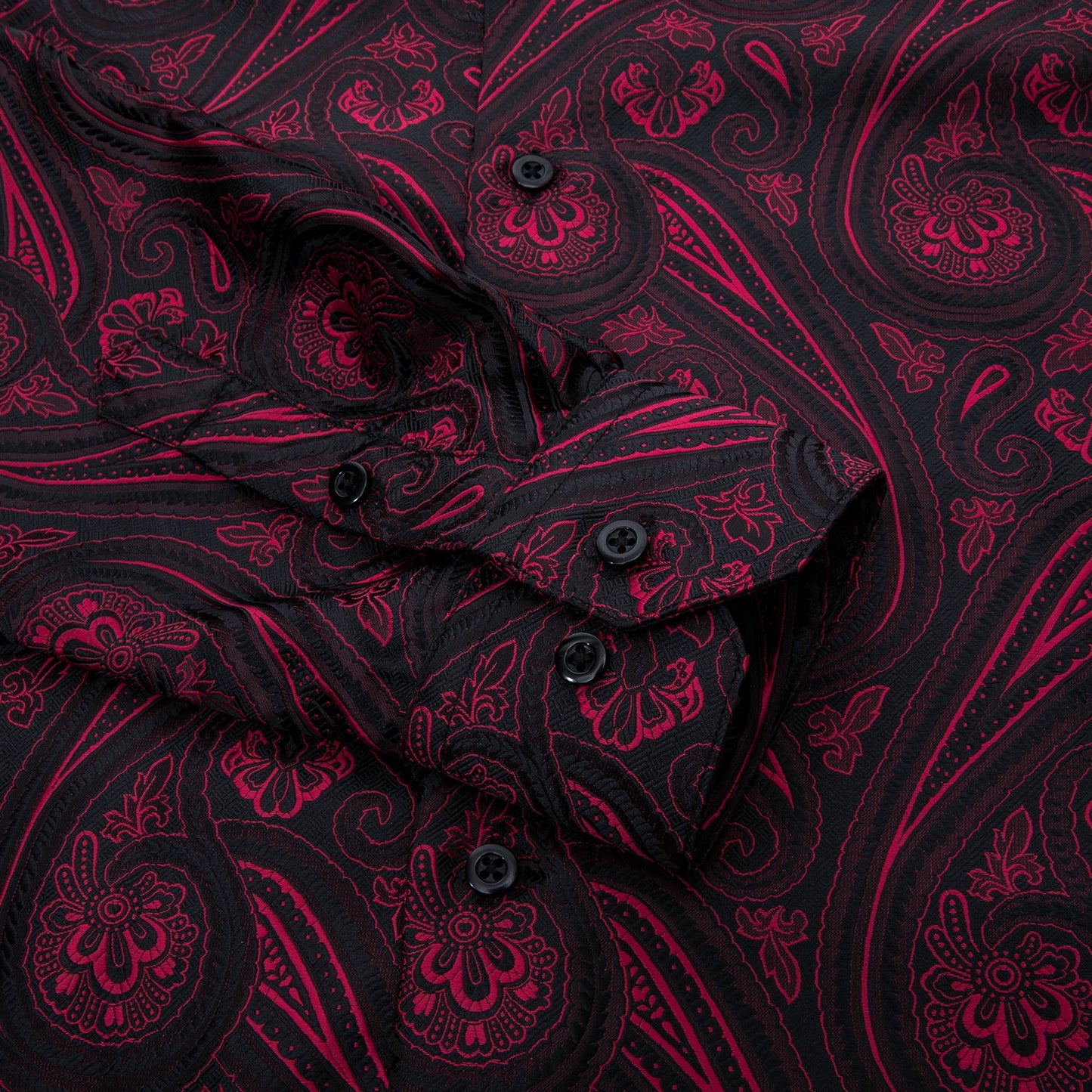 Men's Fashion Casual Burgundy Printed Long Sleeve Shirt
