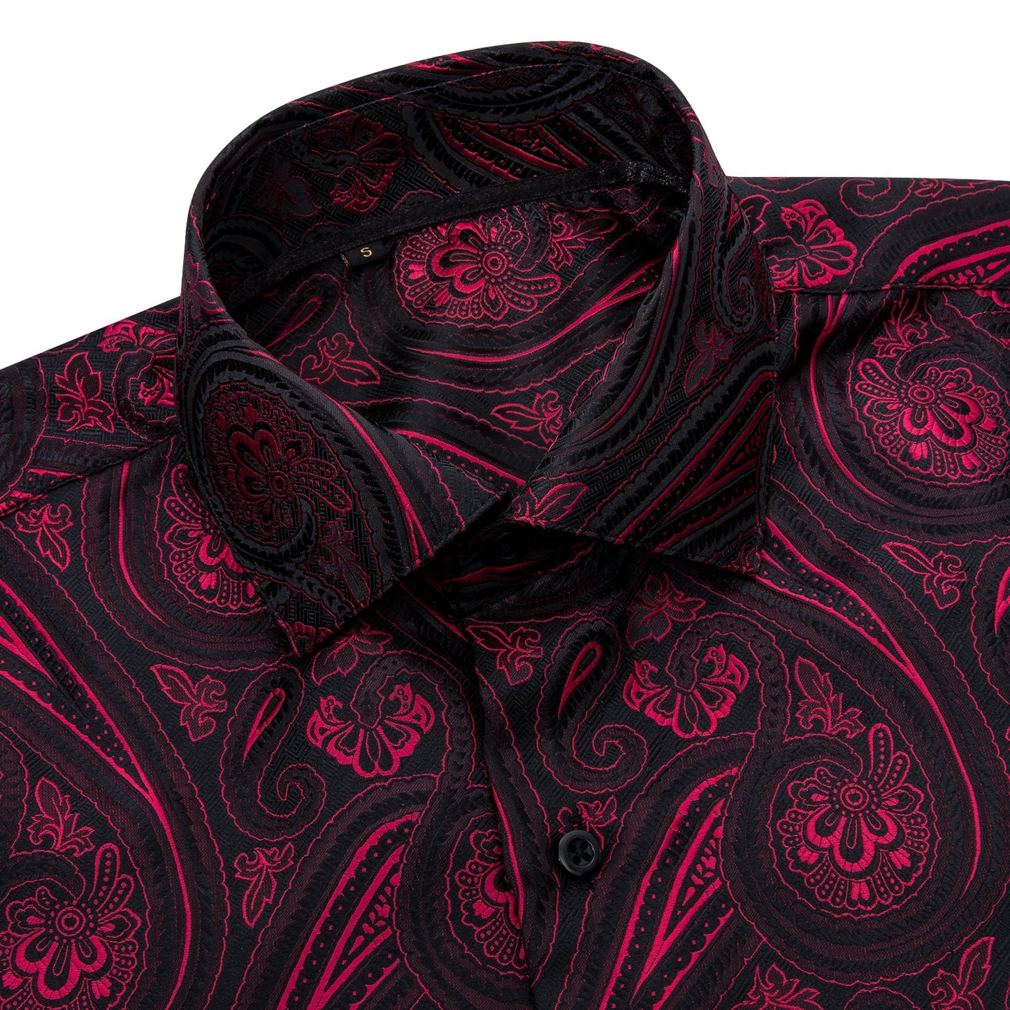 Men's Fashion Casual Burgundy Printed Long Sleeve Shirt