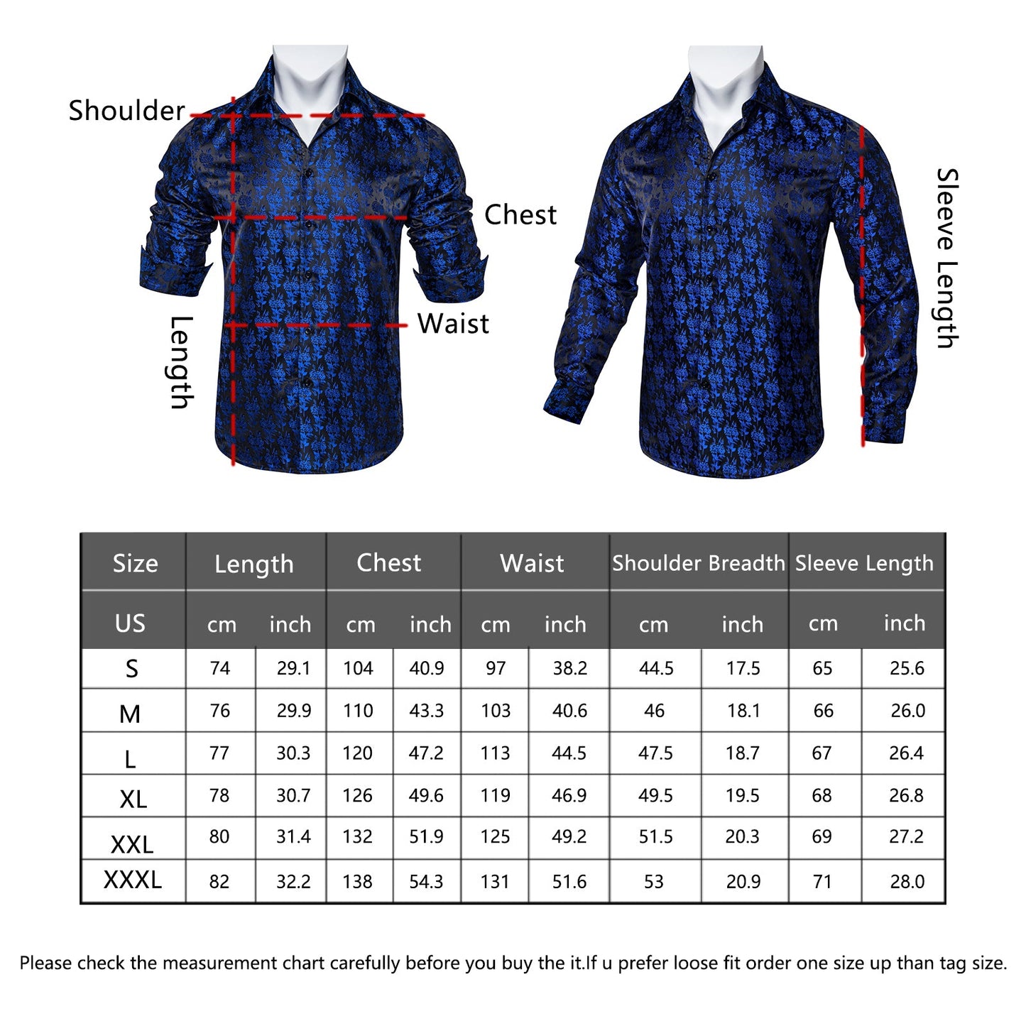 Men's Navy Gold Print Button Long Sleeve Shirt