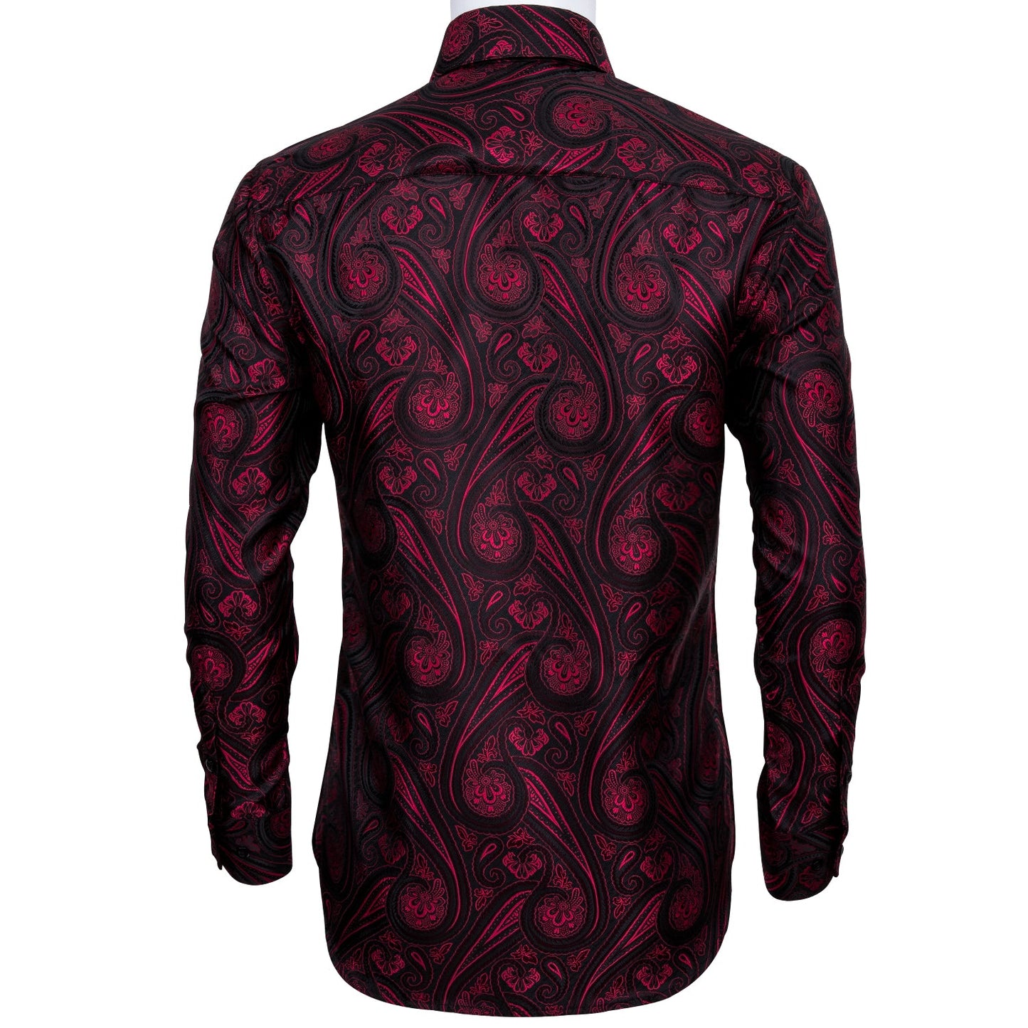 Men's Fashion Casual Burgundy Printed Long Sleeve Shirt