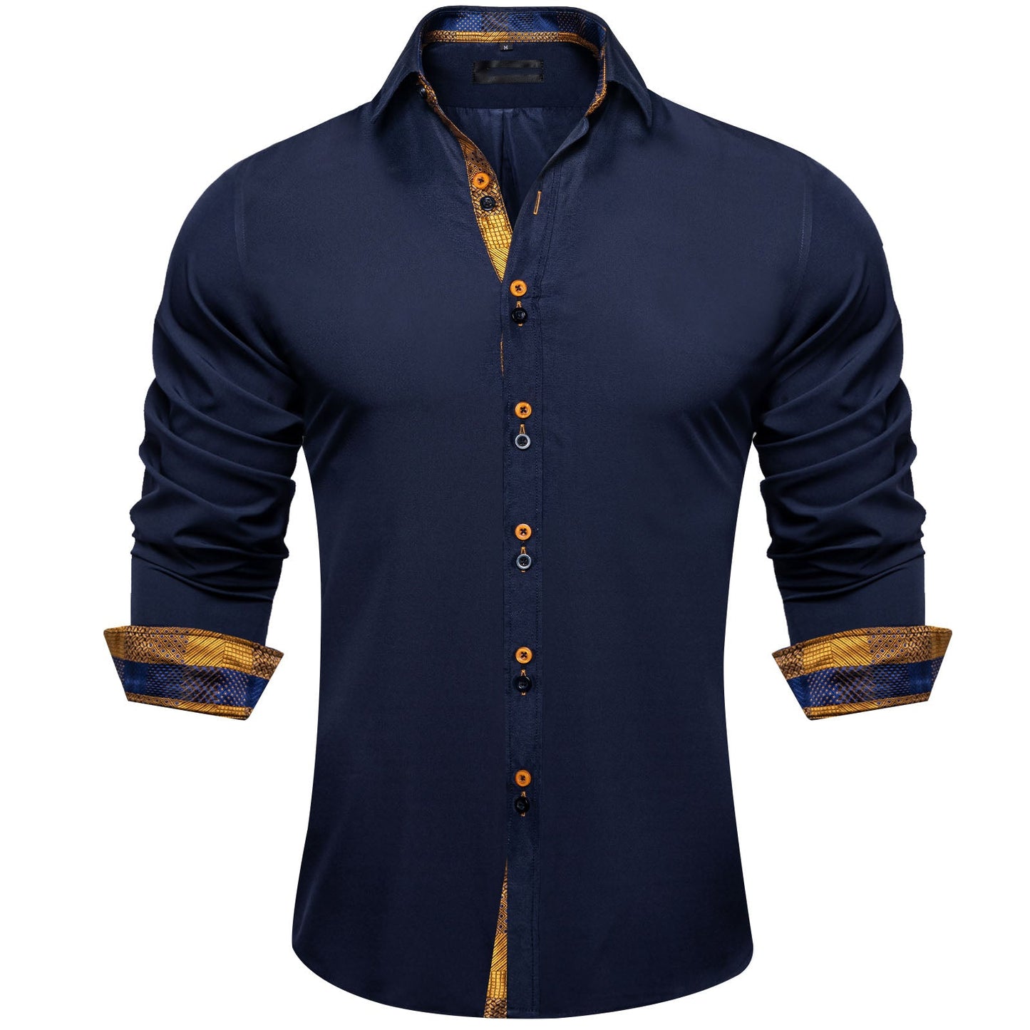 Men's Black Red Paisley Stitching Button Down Long Sleeve Shirt
