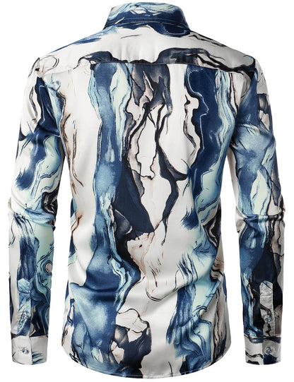Men's Casual Abstract Print Button Up Long Sleeve Shirt